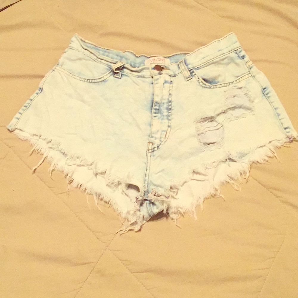 Vibrant M I U Distressed Blue Denim Jeans Shorts